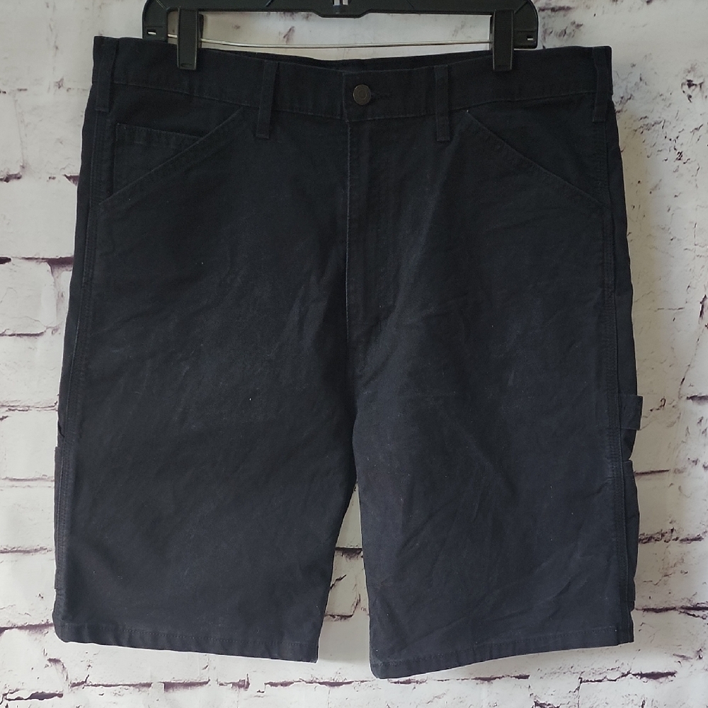 Levi's Strauss & Co Black Denim Mens Cargo Shorts Flat Front Casual Solid Sz 38W